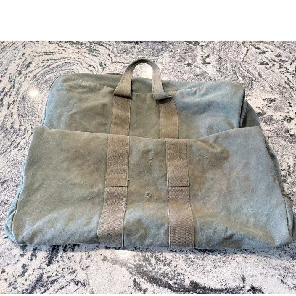 Vintage Military Canvas Flyers Kit Bag Olive Drab Green Duffle Travel Bag